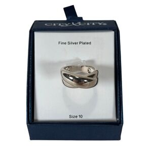 City by City Fine Silver Plated Criss Cross Band Ring Size 10 New